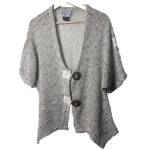 Keren Hart Cardigan Womens Open Weave Lagenlook Tan Fishnet Size Large